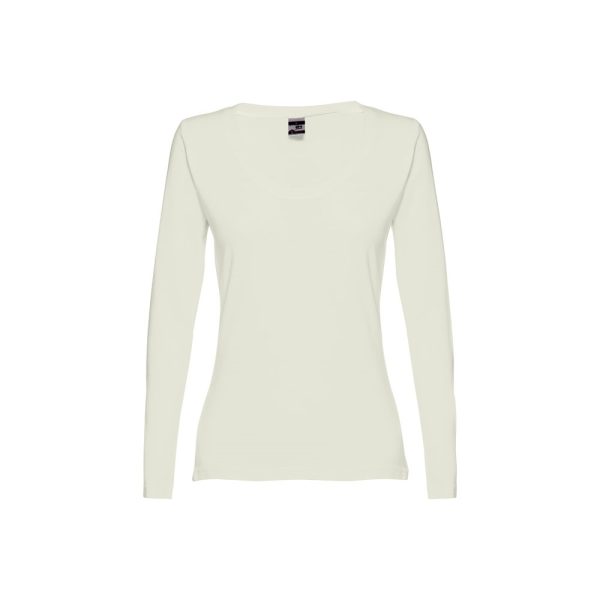 THC BUCHAREST WOMEN. Bawełniany T-shirt damski z długim rękawem taliowany P032785S pastelowy zielony