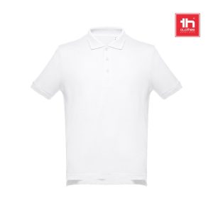 THC ADAM WH. Męska bawełniana koszulka polo z krótkim rękawem. Kolor biały P032880S ST-30130-W