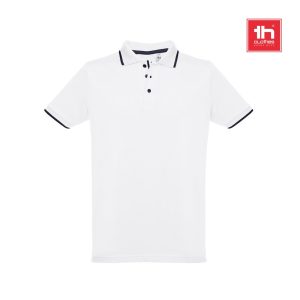 THC ROME WH. Męska dwukolorowa bawełniana koszulka polo. Kolor biały P033132S ST-30136-W