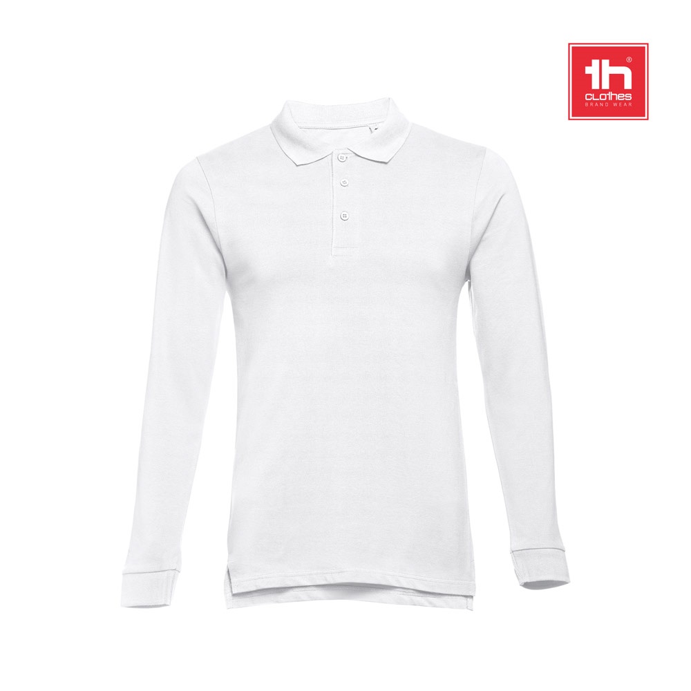 THC BERN WH. Męska bawełniana koszulka polo z długim rękawem P033217S ST-30140-W