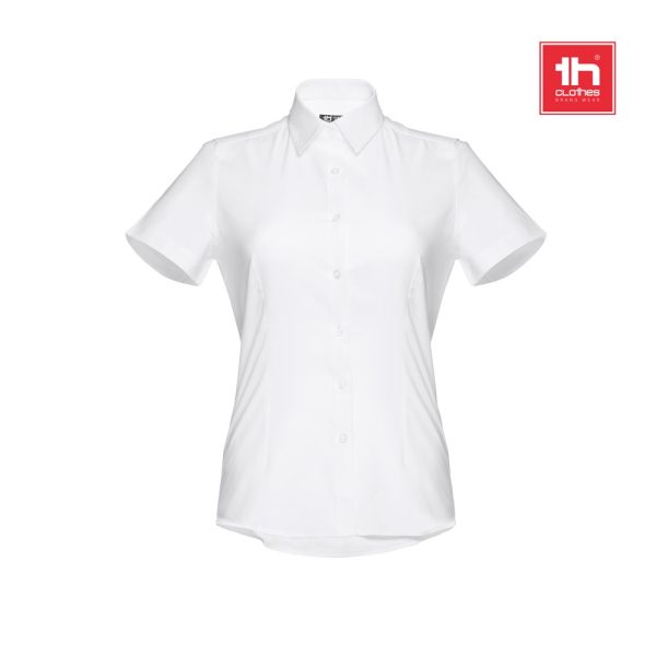 THC LONDON WOMEN WH. Damska koszula oxford z krótkim rękawem. Kolor biały P034330S