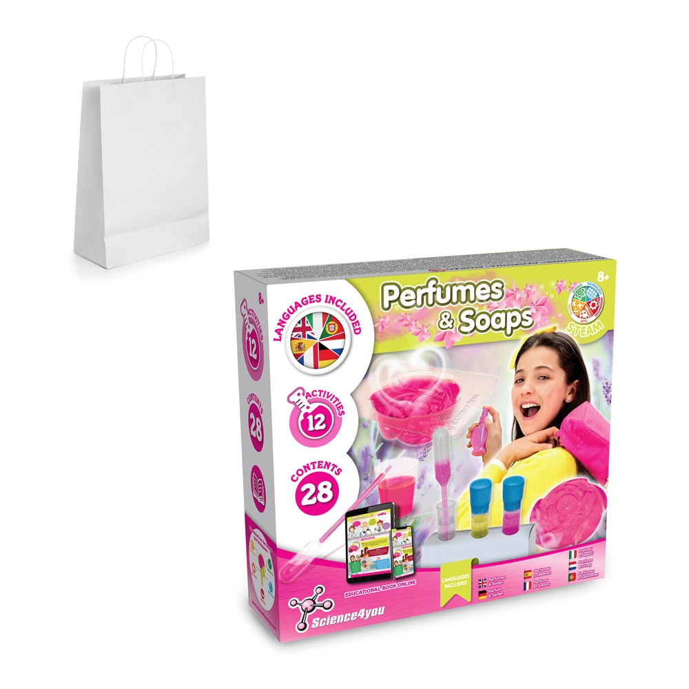 Perfume & Soap Factory Kit II. Gra edukacyjna dostarczana z papierową torebką prezentową (90 g/m²), wykonany z materiałów z certyfikatem FSC™ i innych kontrolowanych materiałów P066982S ST-35843-106