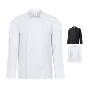 VL KALI. Bluza kuchenna z długim rękawem (175 g/m²), z bawełny (35%) i poliestru (65%) P096956S ST-36123-W