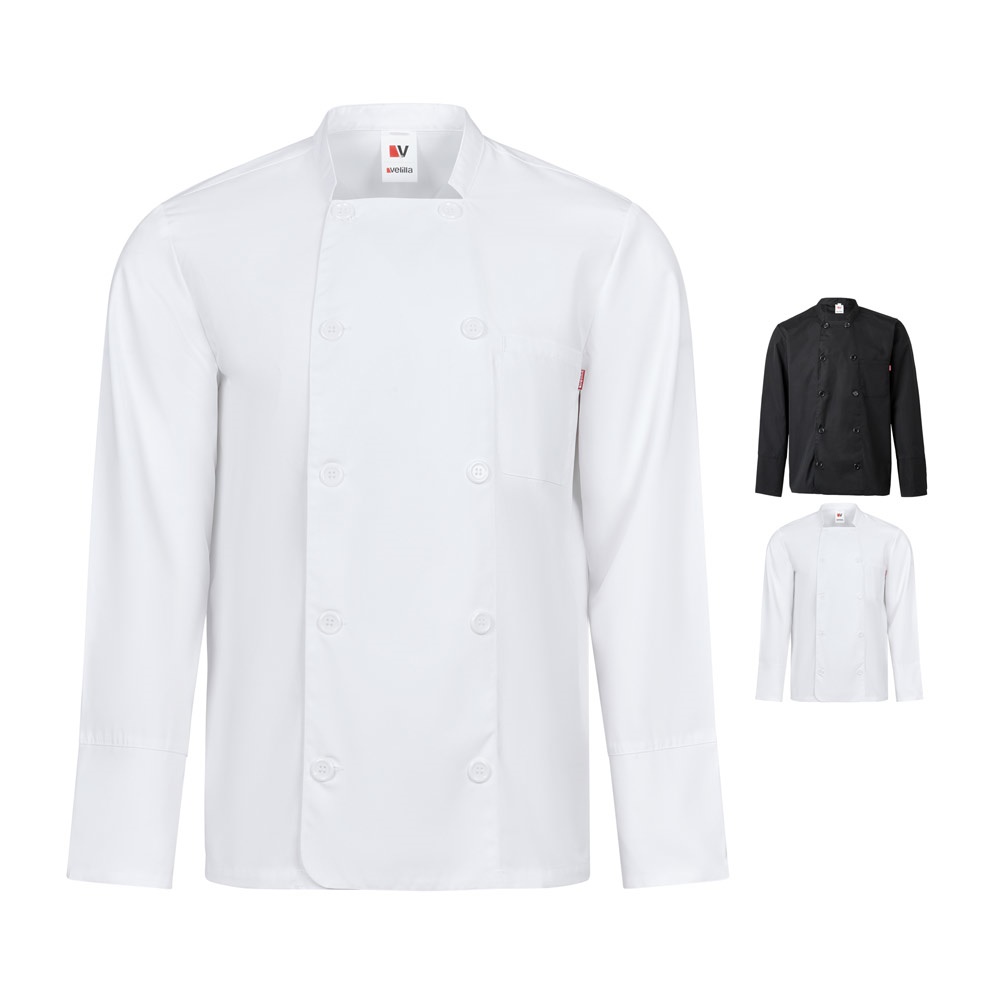 VL KALI. Bluza kuchenna z długim rękawem (175 g/m²), z bawełny (35%) i poliestru (65%) P096956S ST-36123-W