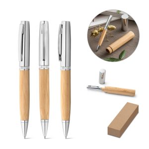 FUJI. Bambusowy i metalowy długopis z etui P046489S ST-91775-160