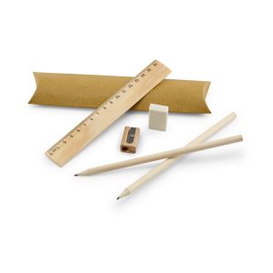 RHOMBUS. Zestaw szkolny: linijka, ołówek, gumka i temperówka P035890S ST-91932-160