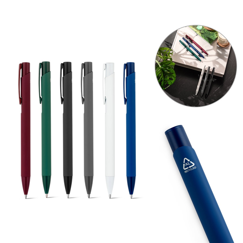 CLINT. Pióro kulkowe z recyklingowanego aluminium (100% rAL) z gumowym wykończeniem P097433S ST-91944-W