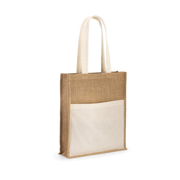 BRAGA. Jutowa torba(240 g/m²) z kieszenią ze 100% bawełny (140 gm²) P036244S