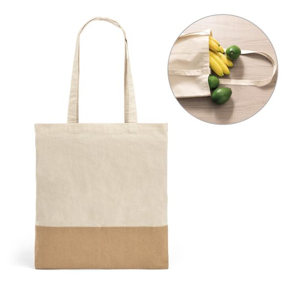 MERCAT. Torba ze 100% bawełny (160 g/m²) z detalami z imitacji juty P036345S