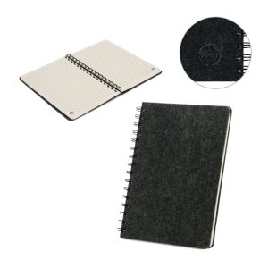 MISHIMA. Notatnik A5 z półtwardą okładką z filcu z recyklingu (100% rPET) z kółkami i stronami w linie P097537S ST-93635-133