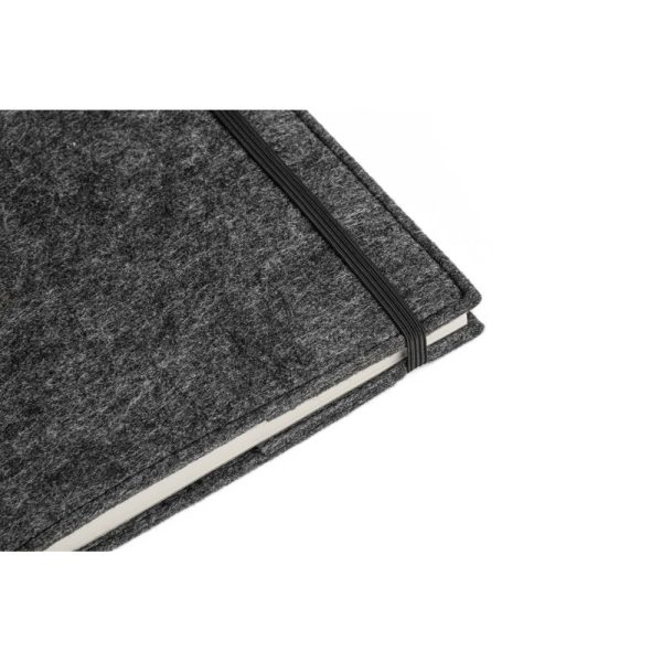BALDWIN. Notatnik A5 z okładką z filcu z recyklingu (100% rPET) i stronami w linie w 100% z papieru pochodzącego z recyklingu P097538S