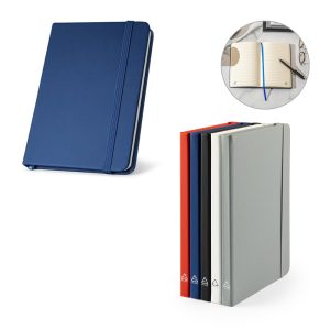 CAMPUS. Notatnik A5 w twardej oprawie z PU (35% z recyklingu) z kartkami w linie w 100% z recyklingu P097539S ST-93637-W
