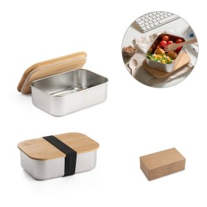 SHINO. Lunch Box. Pudełko na lunch ze stali nierdzewnej z bambusową pokrywką 800 ml P041147S ST-94025-160