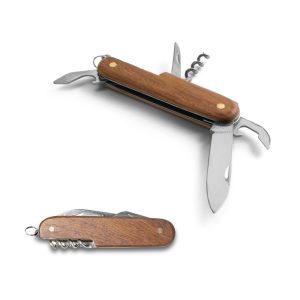 BELPIANO. Wielofunkcyjny nóż kieszonkowy ze stali nierdzewnej i drewna P037164S ST-94159-160