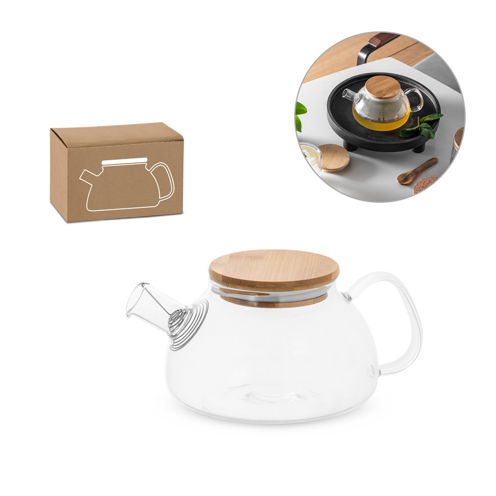 SNEAD. Czajnik ze szkła borokrzemianowego bambusową pokrywką 750 ml P043827S ST-94238-160