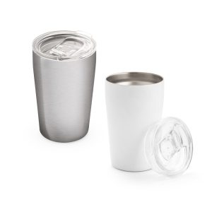 SLIDER. Kubek podróżny ze stali nierdzewnej 380 ml P043833S ST-94242-W