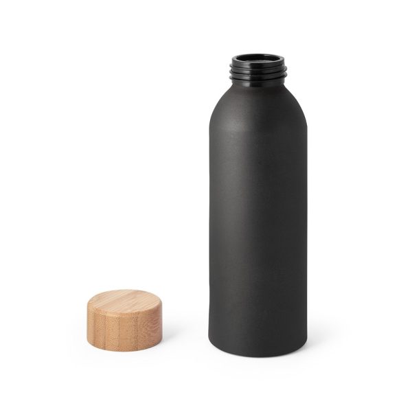 QUETA. Aluminiowa butelka z bambusową pokrywką 550 ml P046596S czarny