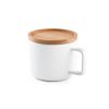 FANGIO. Kubek ceramiczny z bambusową podstawą i pokrywką 230 mL P043842S biały