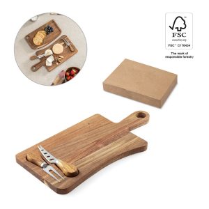 CASSIA. Deska do serów z drewna akacjowego z uchwytem, z materiału z certyfikatem FSC™ i innych kontrolowanych materiałów P083160S ST-94293-170