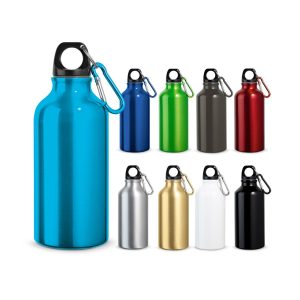 LANDSCAPE S. Aluminiowa butelka sportowa z karabińczykiem 400 ml P037266S ST-94601-W