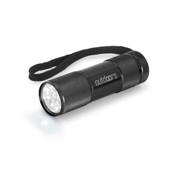 FLASHY. Aluminiowa latarka z 9 diodami LED P037433S czarny