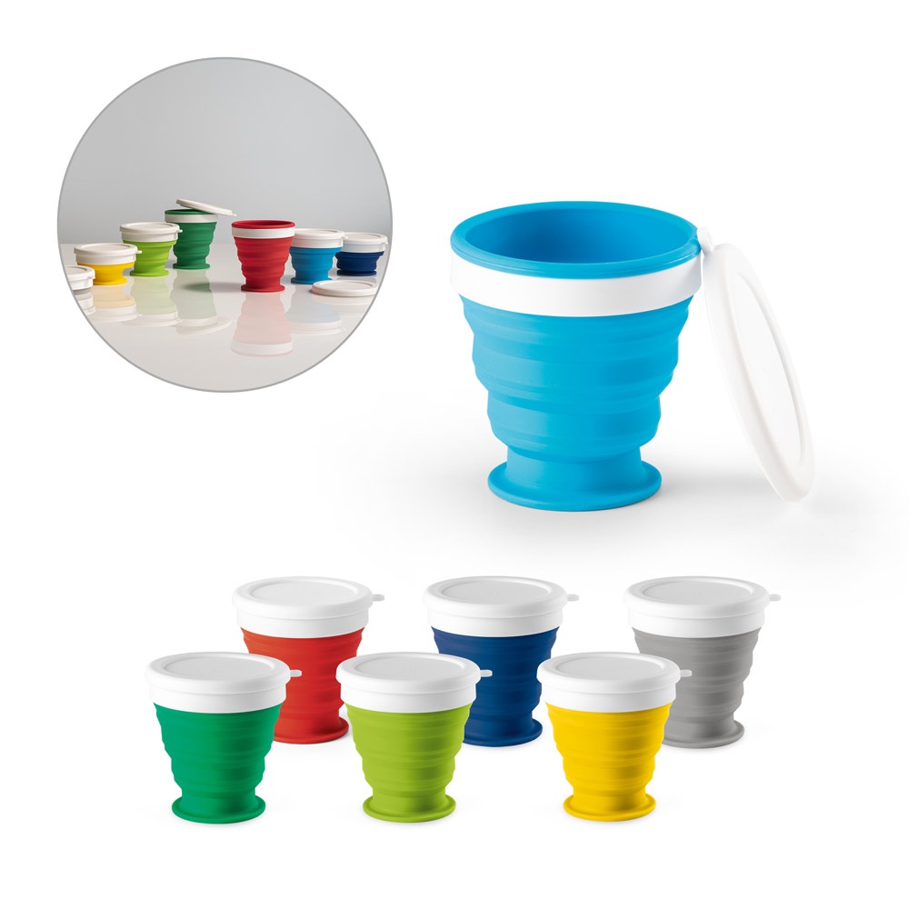ASTRADA. Składany kubek podróżny 250 ml z silikonu i PP P037493S ST-94762-W