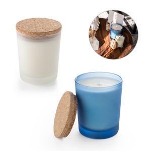 DUVAL. Świeca zapachowa w szklanym pojemniku z cork pokrywką 180 g P046674S ST-95075-W