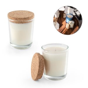 ZEN 80. Aromatyczna świeca w szklanym kubku z korkową pokrywką 80 g P054196S ST-95077-110