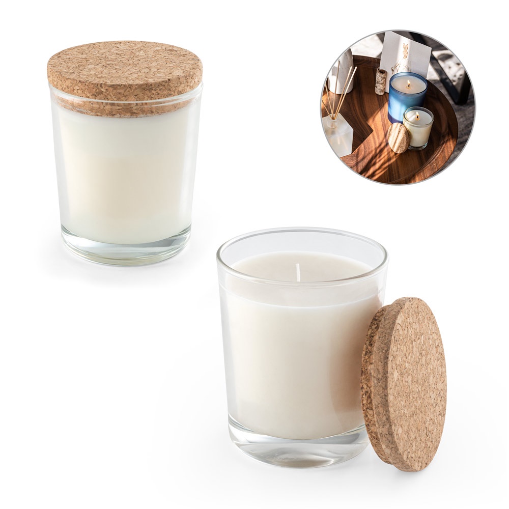 ZEN 180. Aromatyczna świeca w szklanym kubku z korkową pokrywką 180 g P054197S ST-95078-110