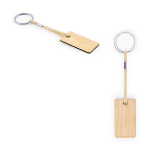 HOPPS. Prostokątny brelok bambusowy z linką PET P097586S ST-95089-160