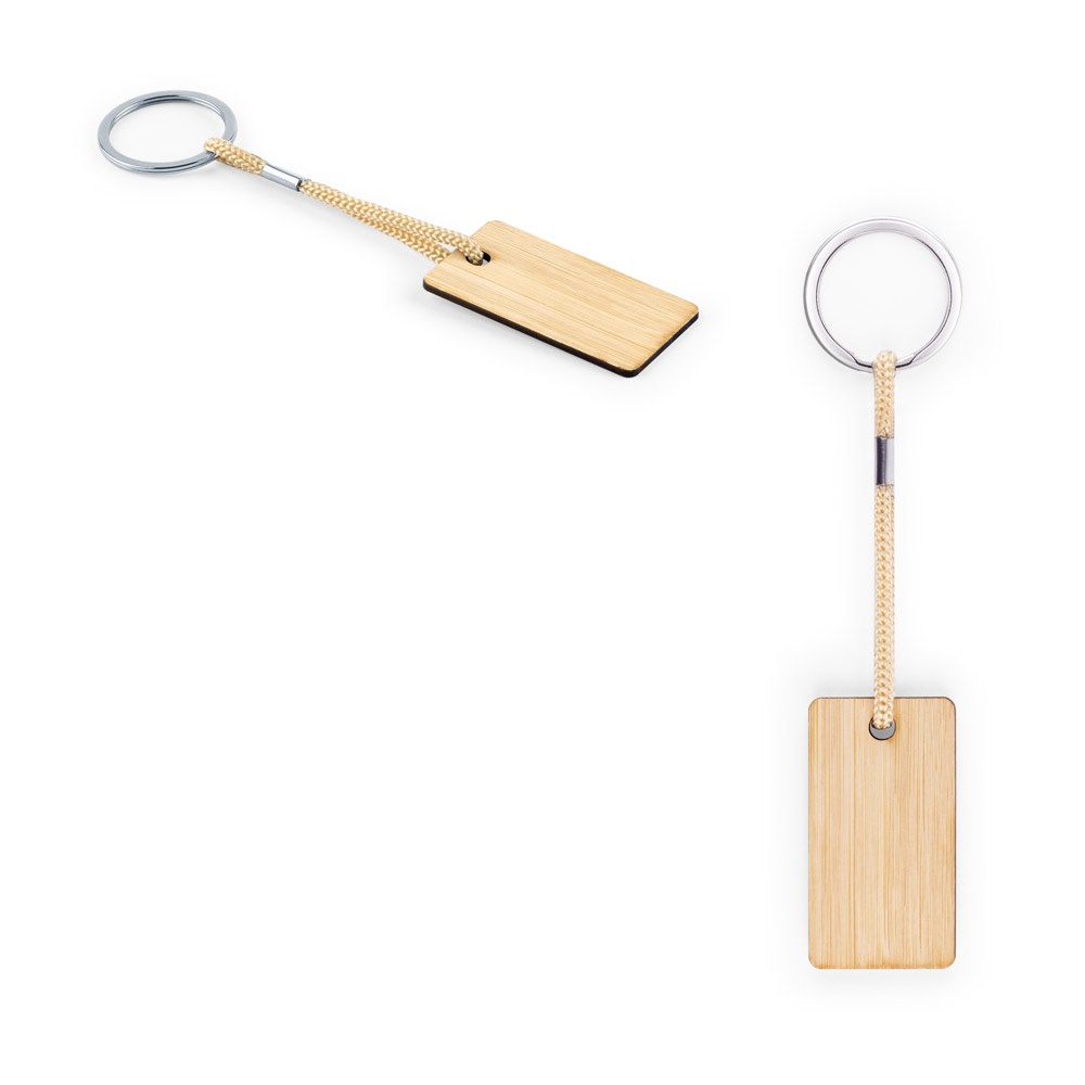 HOPPS. Prostokątny brelok bambusowy z linką PET P097586S ST-95089-160