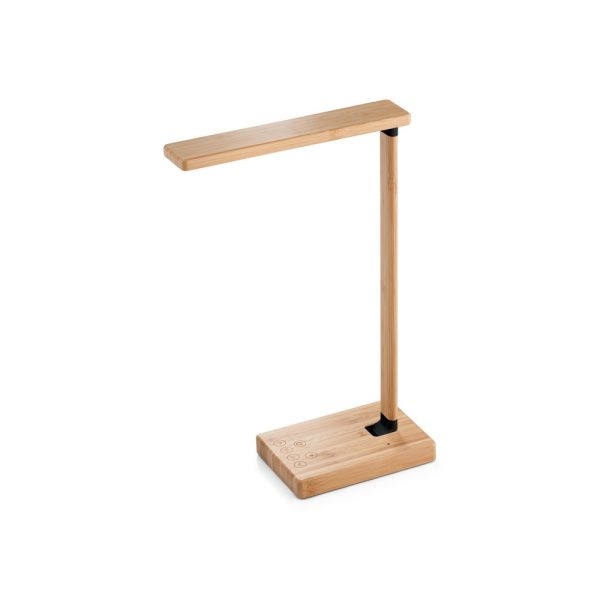 MOREY. Składana lampka biurkowa z superszybką ładowarką bezprzewodową 15 W z bambusa P043876S