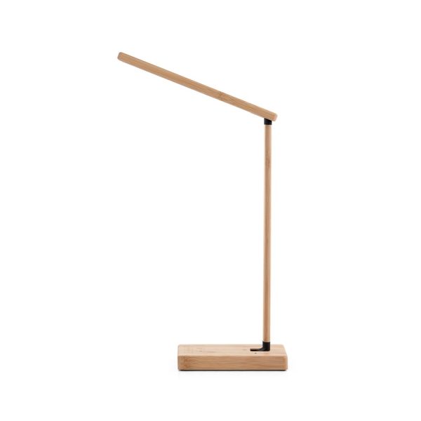 MOREY. Składana lampka biurkowa z superszybką ładowarką bezprzewodową 15 W z bambusa P043876S