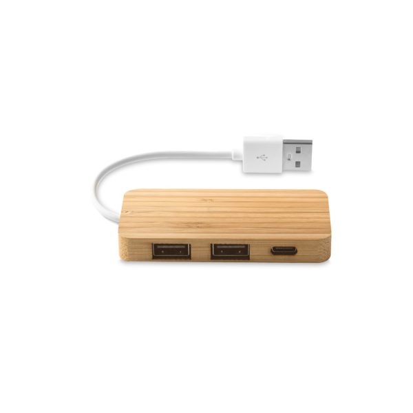 MOSER. HUB z 2 portami USB-A i 1 portem USB-C z bambusa P046687S