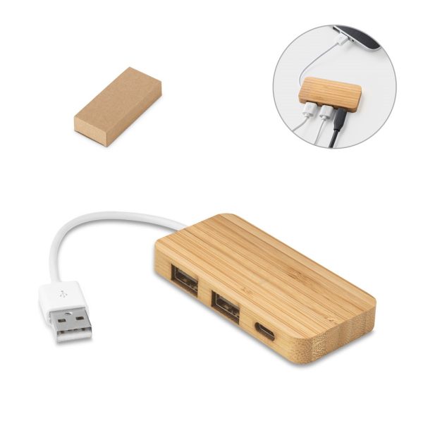 MOSER. HUB z 2 portami USB-A i 1 portem USB-C z bambusa P046687S