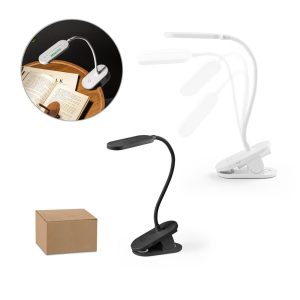 NESBIT II. Przenośna lampka biurkowa z klipsem i 30-godzinnym czasem pracy przy 65% rABS P054226S ST-97141-W