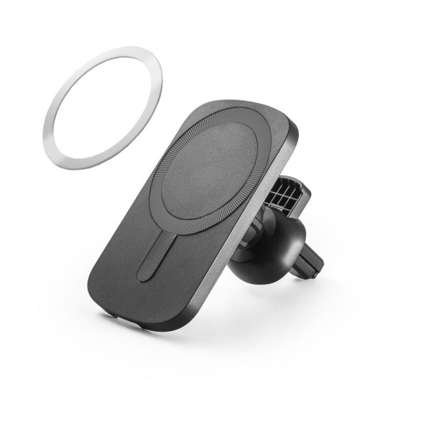 KOCH. Samochodowy uchwyt na smartfon z bezprzewodową ładowarką magnetyczną 15W ze ABS pochodzącego z recyklingu (100% rABS) P097605S