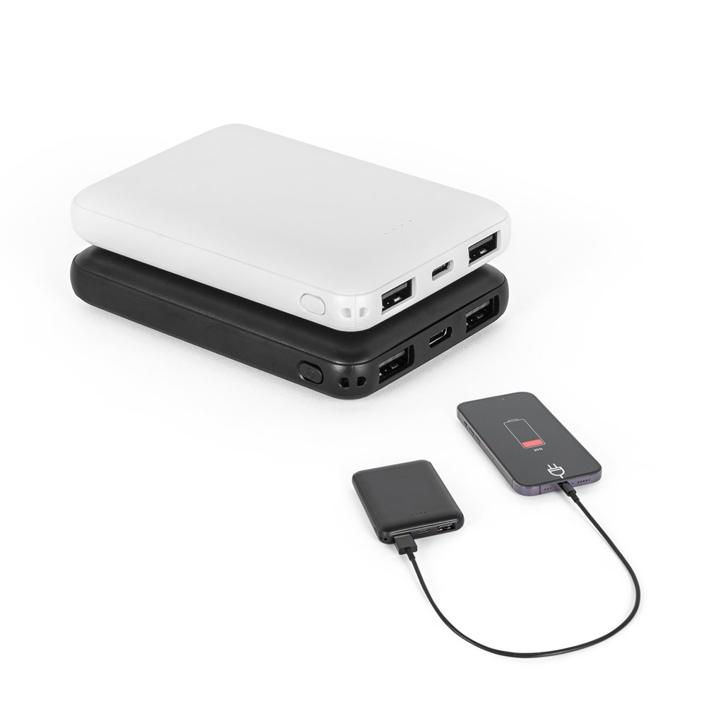 LEAKEY 5. Power bank 5.000 mAh w ABS pochodzącego z recyklingu (100% rABS) P097621S ST-97196-W