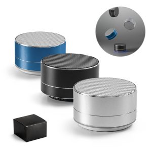 FLOREY. Przenośny głośnik 3 W z baterią o żywotności 3 godzin, wykonany w aluminium recyklingu (100% rAL) i ABS pochodzącego z recyklingu (100% rABS) P037718S ST-97252-W