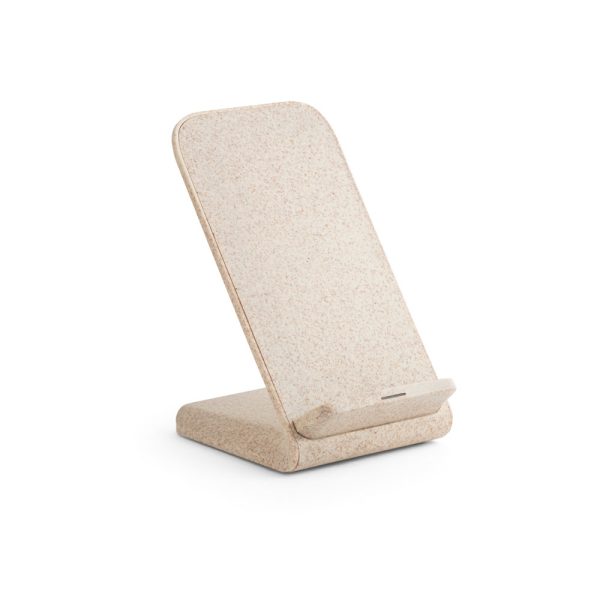 ENGLERT. Uchwyt na smartfon z superszybką ładowarką bezprzewodową 15 W wykonany w ABS pochodzącego z recyklingu (100% rABS) i bambusa P037897S