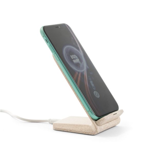 ENGLERT. Uchwyt na smartfon z superszybką ładowarką bezprzewodową 15 W wykonany w ABS pochodzącego z recyklingu (100% rABS) i bambusa P037897S