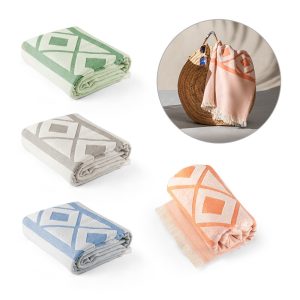 MALEK. Ręcznik wielofunkcyjny i kąpielowy (350g/m²) z lekkiej i wytrzymałej bawełny (85%) oraz bawełny z recyklingu (15%) P046721S ST-99046-W