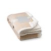 HEIDEN. Dwustronny polarowy koc (190 g/m²) z satynową wstążką i etykietą do personalizacji P038334S beżowy