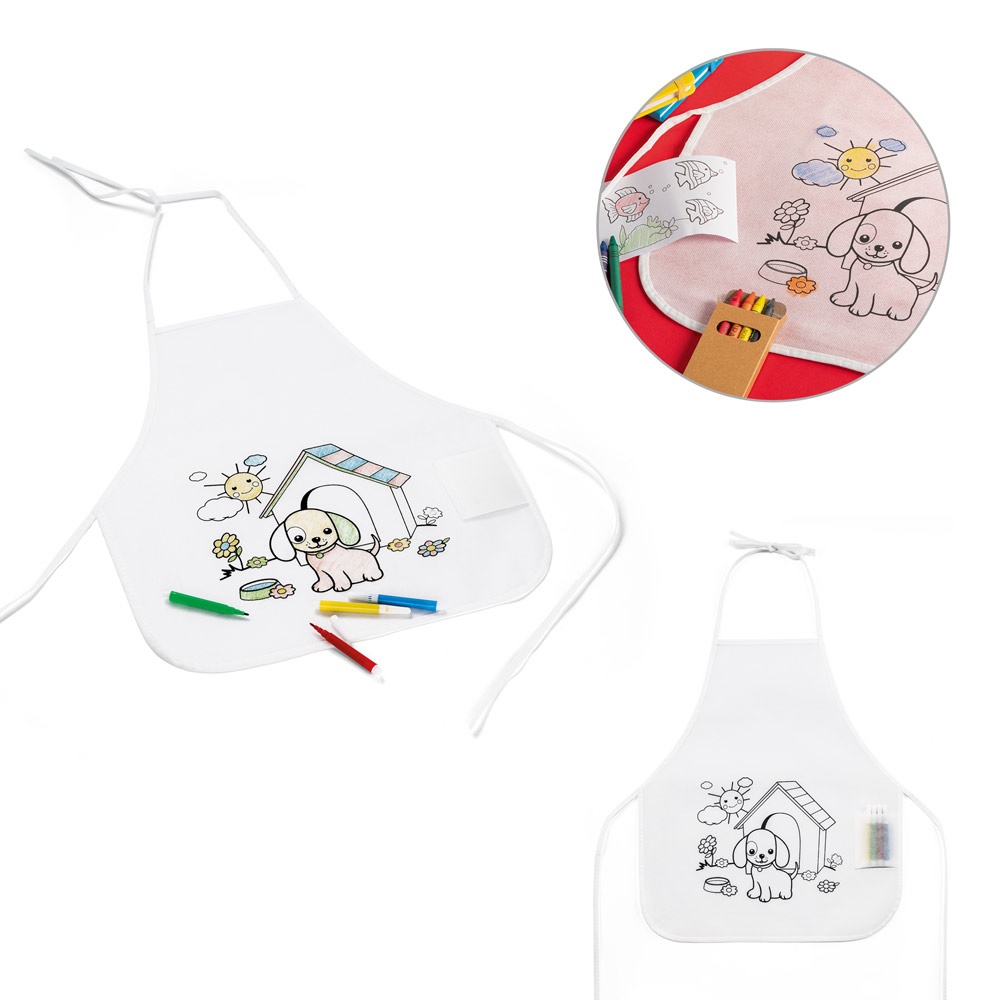 NILO. Fartuch z non-woven dla dzieci do pokolorowania (80 g/m²) P038573S ST-99834-106