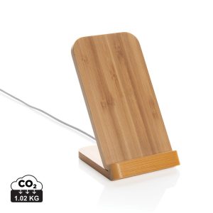 Bambusowa ładowarka bezprzewodowa 5W, stojak na telefon P042630X AX-P308.359