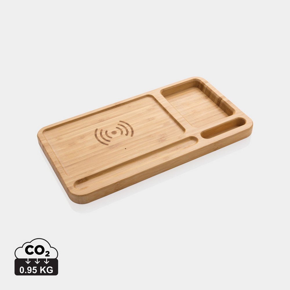 Bambusowa ładowarka bezprzewodowa 10W, organizer na biurko P047347X AX-P308.399