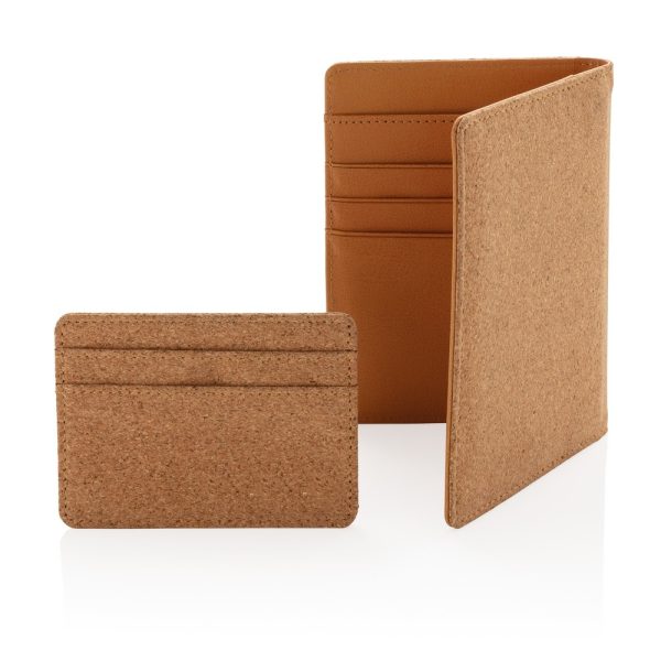 Korkowe etui na karty kredytowe i paszport, ochrona RFID P009073X