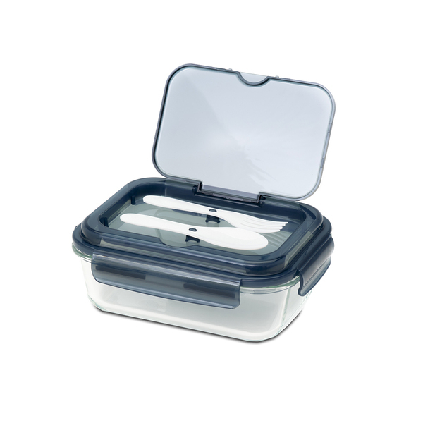 Szklany lunch box ze sztućcami 1000 ml Lagos P001578R RO-R08444.02