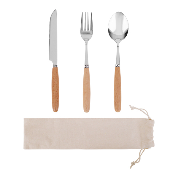 Sztućce stalowe w woreczku Nantes P038634R RO-R17156.13