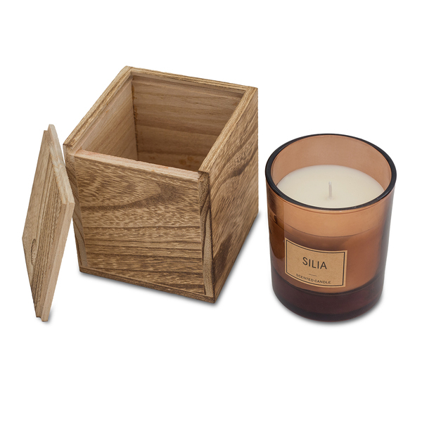 Świeca w drewnianym pudełku Silia P046996R